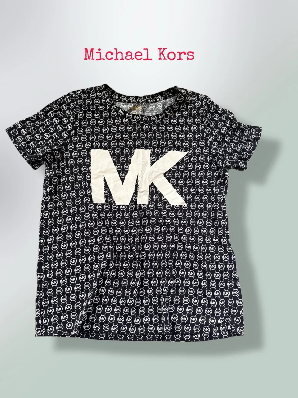 Michael Kors Black & White MK Logo Short Sleeve Tee